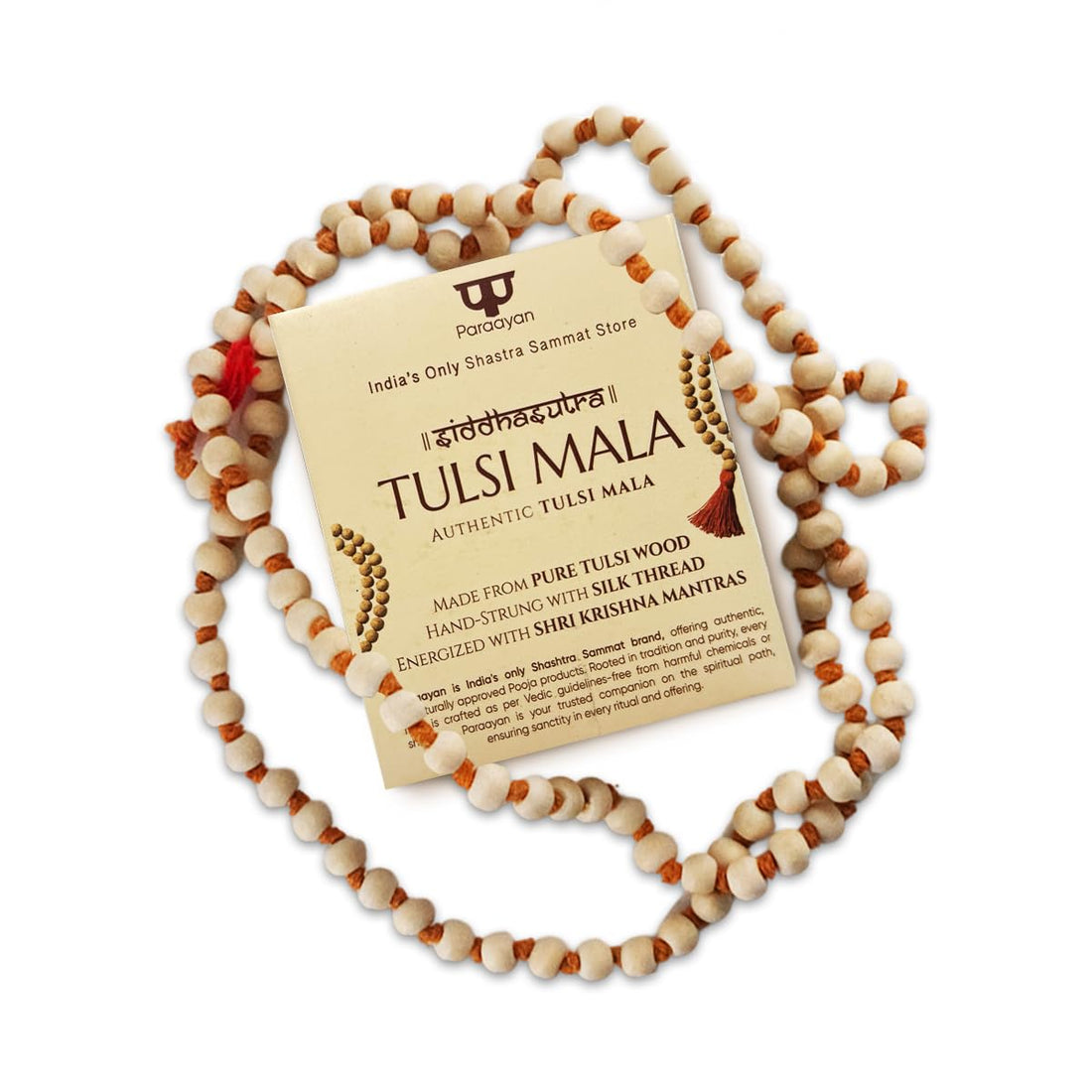 Pure Tulsi Mala 108 Beads Original | 7mm Beads Size | Crafted from Pure Tulsi Beads | Best for Meditation Jaap Mala and Pooja | Pack