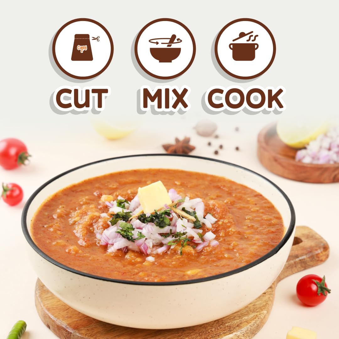 Instant Bombay Pav Bhaji Masala Curry Paste | Just Add Aloo (Potato) | Ready in 15-30 Mins | Indian Food Made with Ghee | No Preservatives | Ready To Cook Indian Masala Wet Marinade 120g