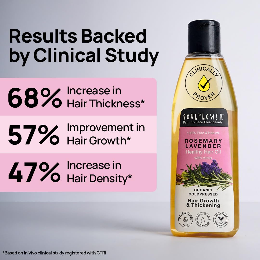 Rosemary Lavender Hair Oil For Healthy Hair, Scalp Nourishment, Hair Growth - 100% Pure & Natural Undiluted Cold Pressed Oil, 120Ml
