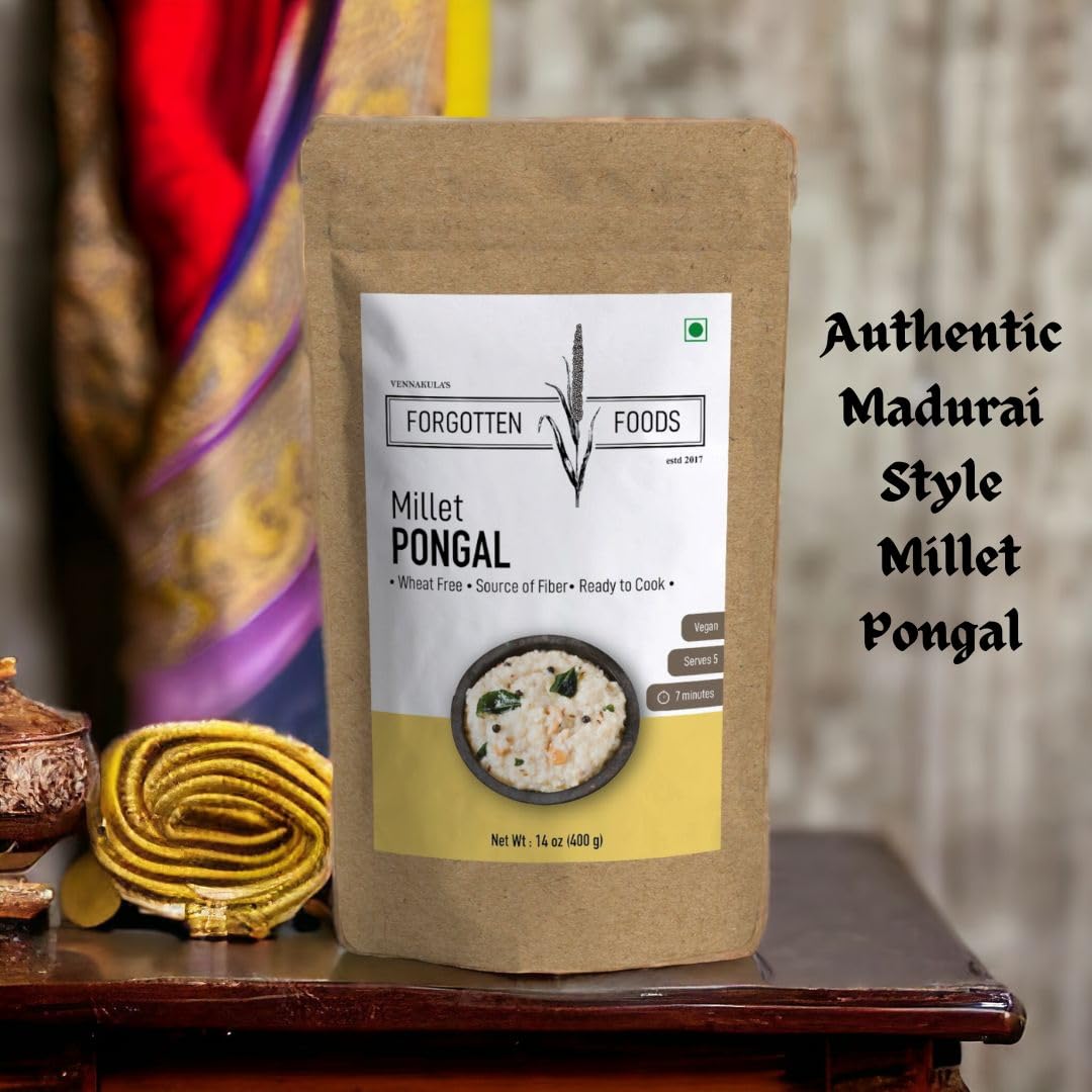 Millet Pongal - No Rice, No Wheat, Only Millets - Instant Ready to Cook Breakfast Premix Using Kodo Whole Grains (Kodra Chawal / Varagu / Arka / Arikelu) - Low GI, High Fibre Food - Gluten Free, Vegan Friendly, No Palm Oil, No Preservatives