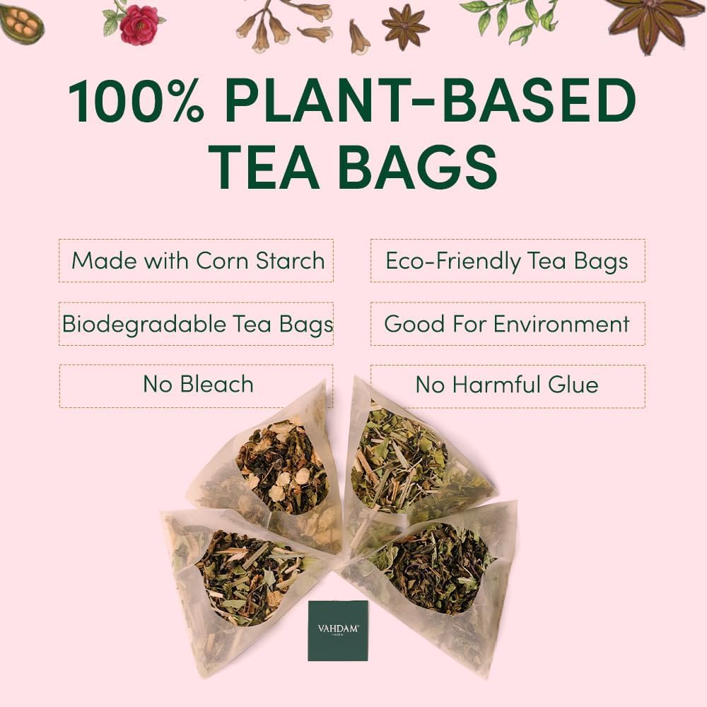 Assorted Chai Tea Variety Pack (6 Delicious Flavors, 36 Eco Friendly Pyramid Tea Bags) Caffeinated, Gluten Free, Non GMO | Indian Masala Chai Tea Blends | Tea Gift Set for Men and Women