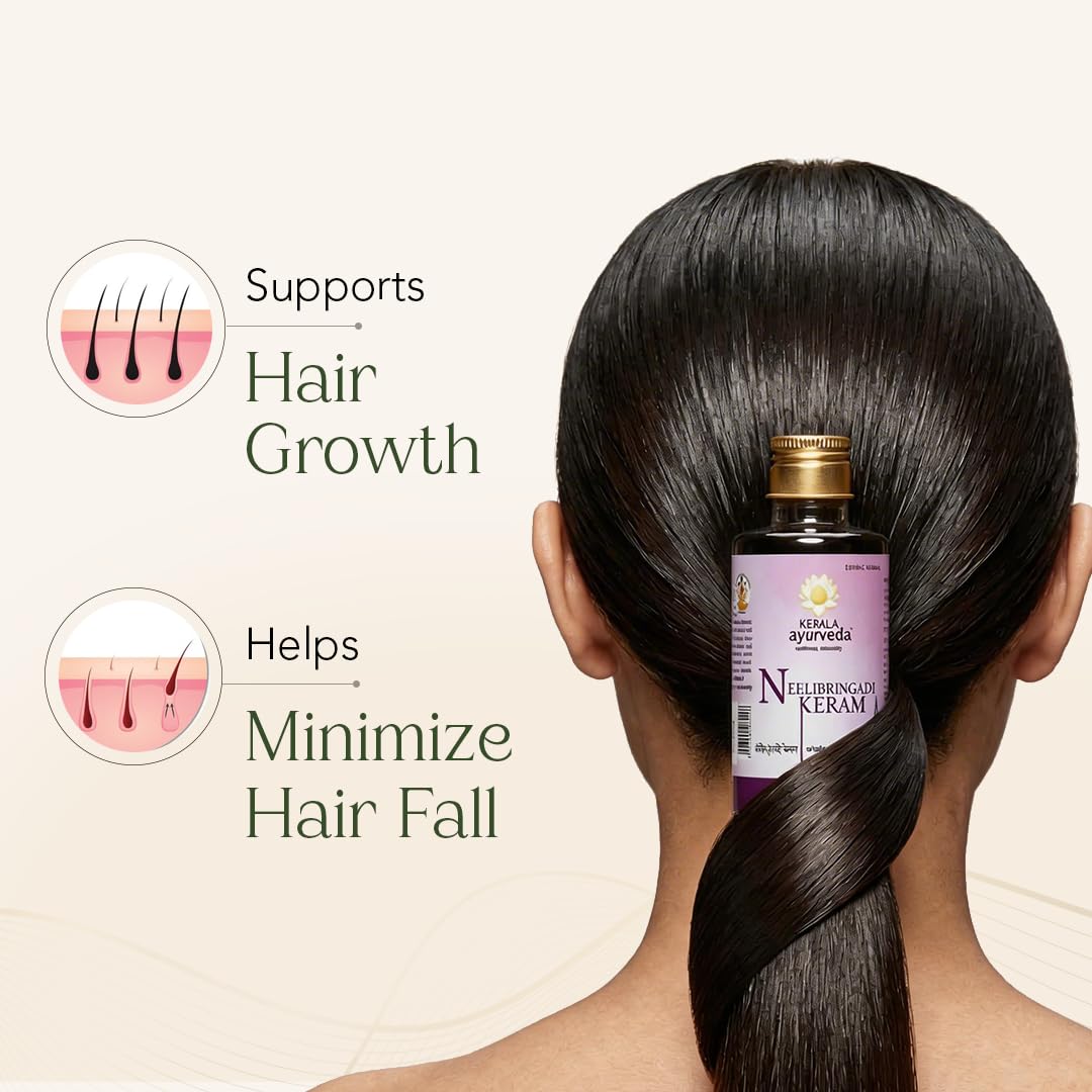 Neelibhringadi Keram | Hair Oil for Hair Growth | With Indigo, Bhringaraj & Amla | Triple Care Formula | 200ml