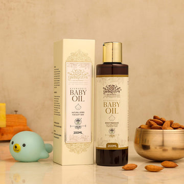Ayurvedic Baby Massage Oil For Glowing Skin -200ML Natural Oil with Goodness of Sandalwood, Badam, Manjishta & Licorice Everyday Baby Skin Care