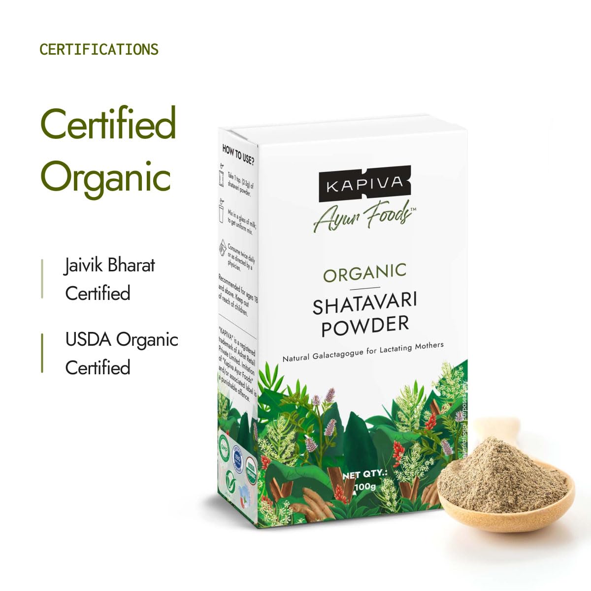 Shatavari Powder 100gms | Promotes Lactation Naturally | Helps Maintain Hormonal Balance | Non GMO Certified