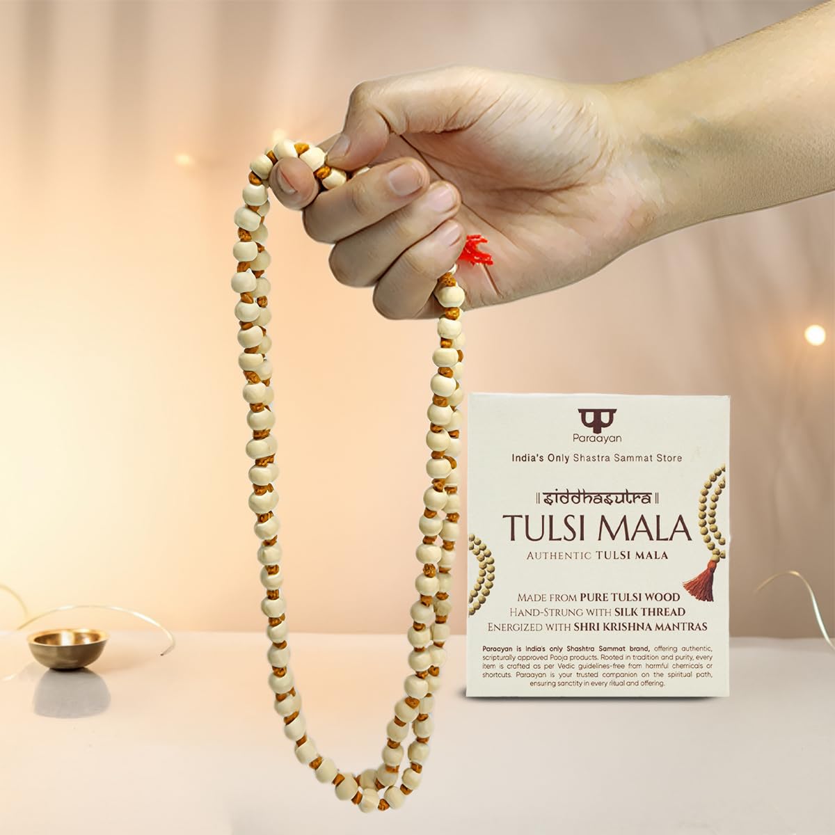Pure Tulsi Mala 108 Beads Original | 7mm Beads Size | Crafted from Pure Tulsi Beads | Best for Meditation Jaap Mala and Pooja | Pack
