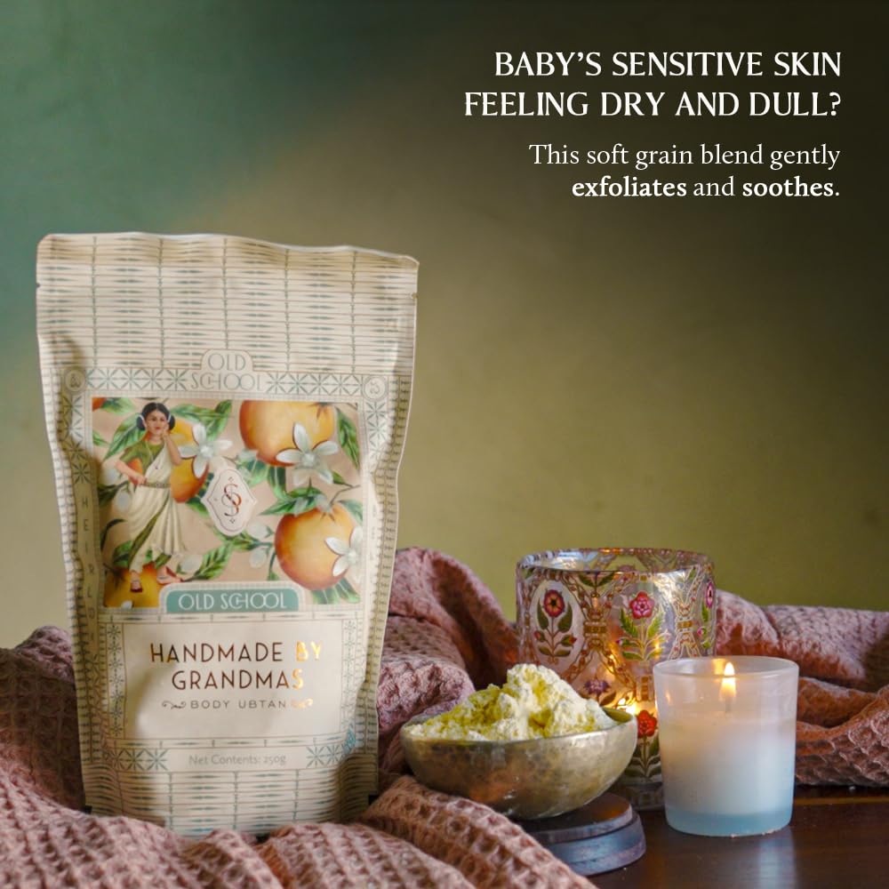 Rituals Handmade by Grandmas Baby Ubtan (Natural Bath Powder) | 250 Grams | Blend for Gentle Exfoliation & Nourished Skin | Ubtan for Kids | Baby Bath Powder for Glowing Skin, Tan Removal, & Skin Lightening| Pure & Natural Ingredients