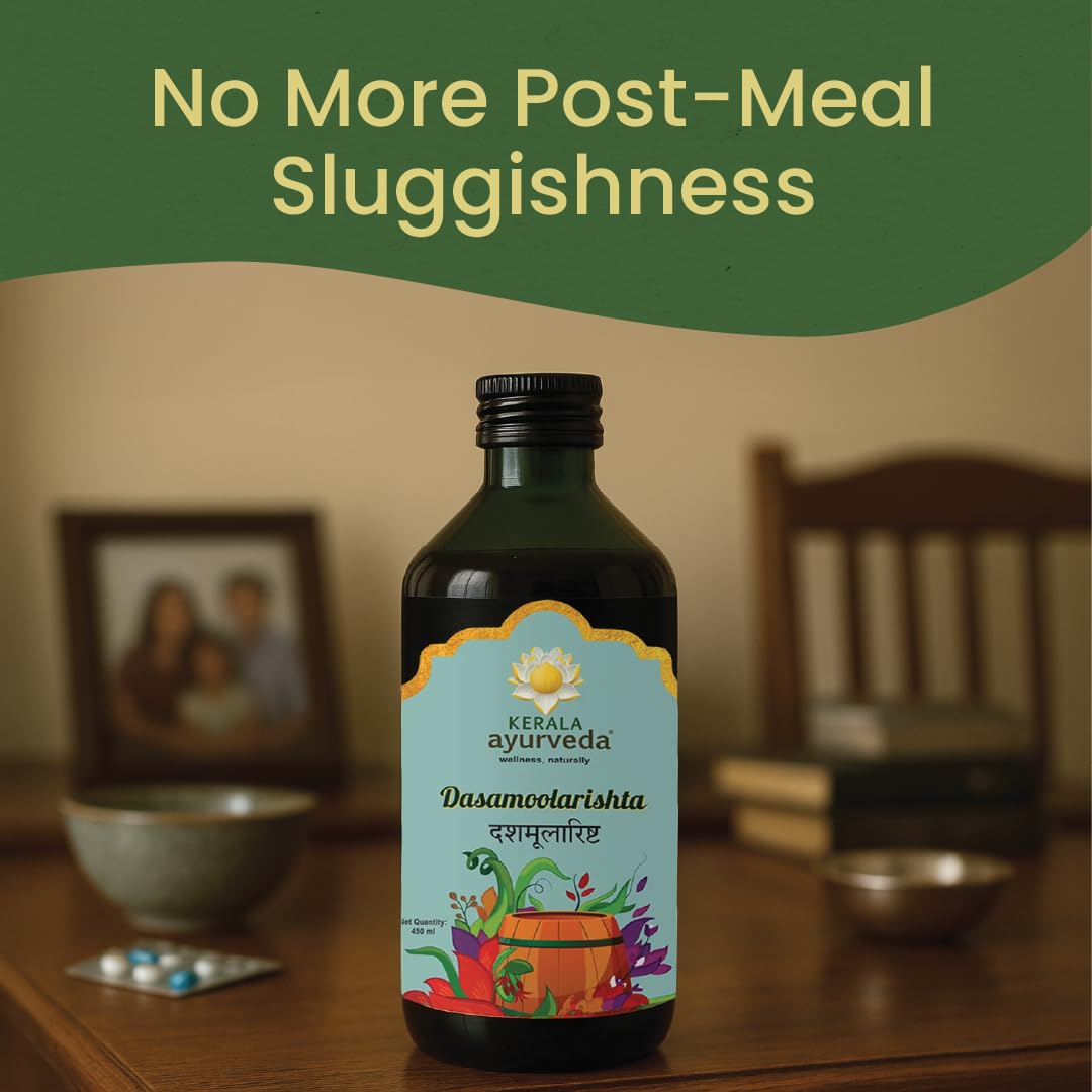 Kerala Ayurveda Dasamoolarishta | Ayurvedic Digestive & Wellness Tonic | Gut cleanse detox | Anti gas and bloating | With 10 Herbal Roots | 450 ml