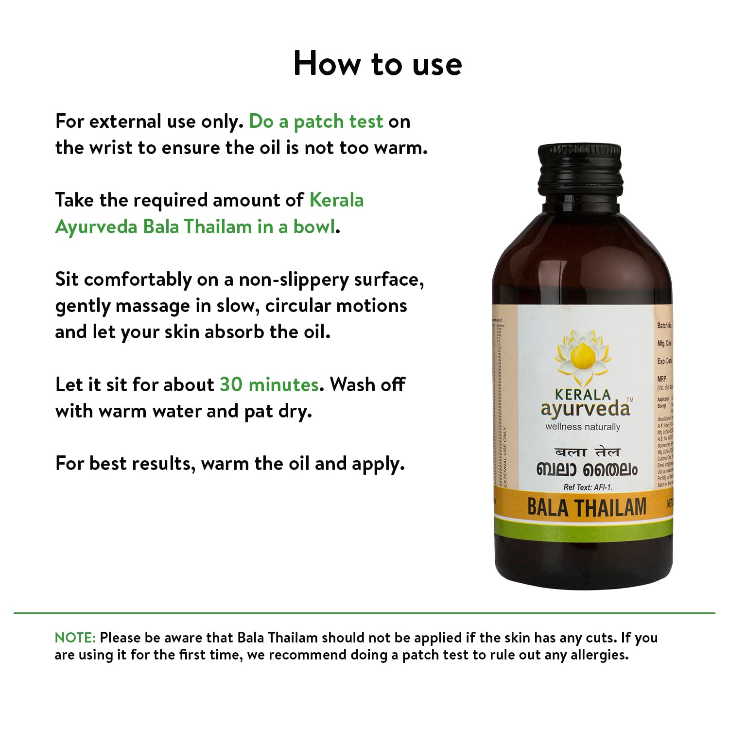 Bala Thailam - 200 ml | Ayurvedic Muscle and Joint Recovery Abhyanga Oil | Helps Strengthen Bones & Ligaments | Improves Mobility & Flexibility | Post-Workout Recovery Ointment