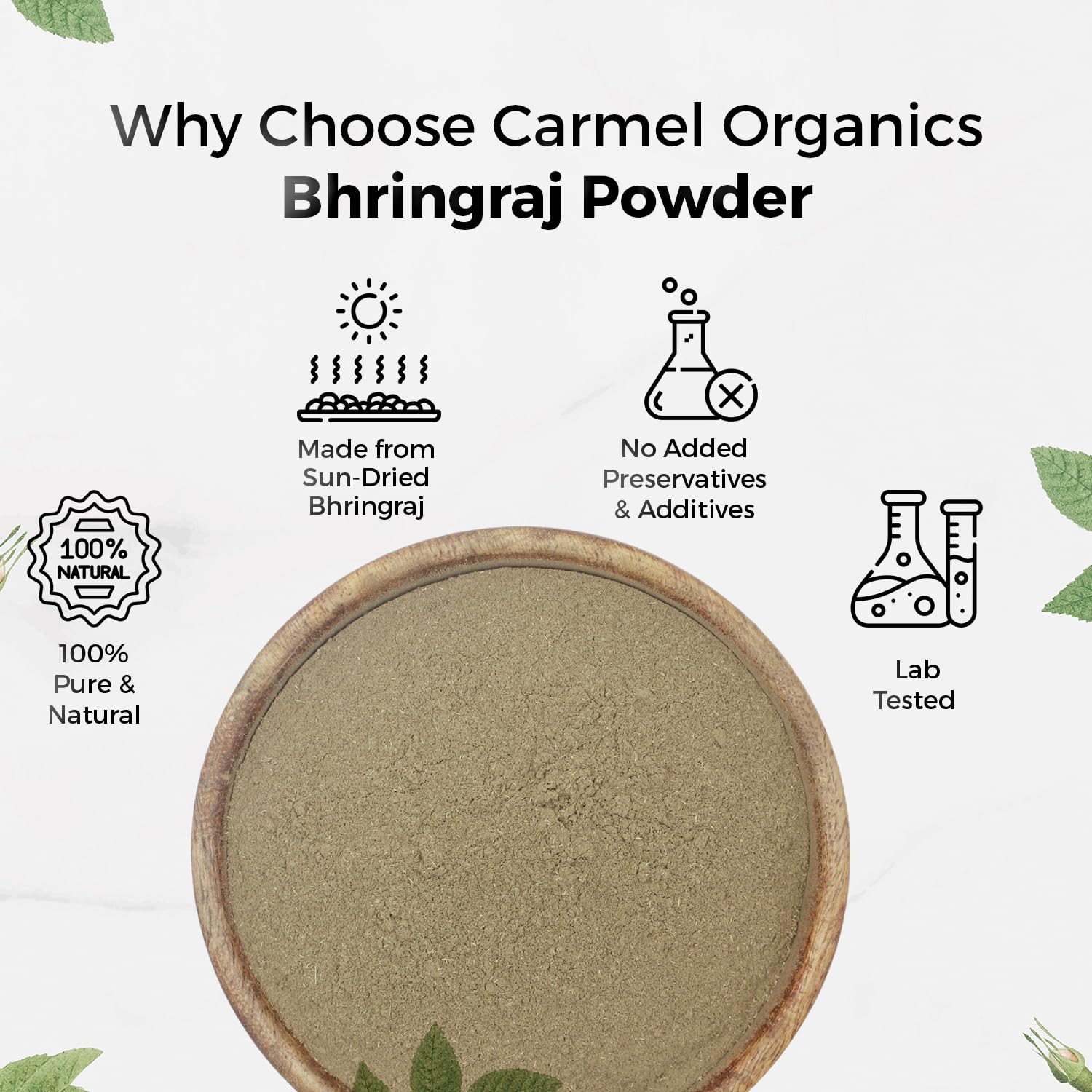 Bhringraj Powder 227 Grams for Hair Care for Hair Growth, Scalp Health & Dandruff Control | Natural | No Added Preservatives and Additives| Karisalankanni