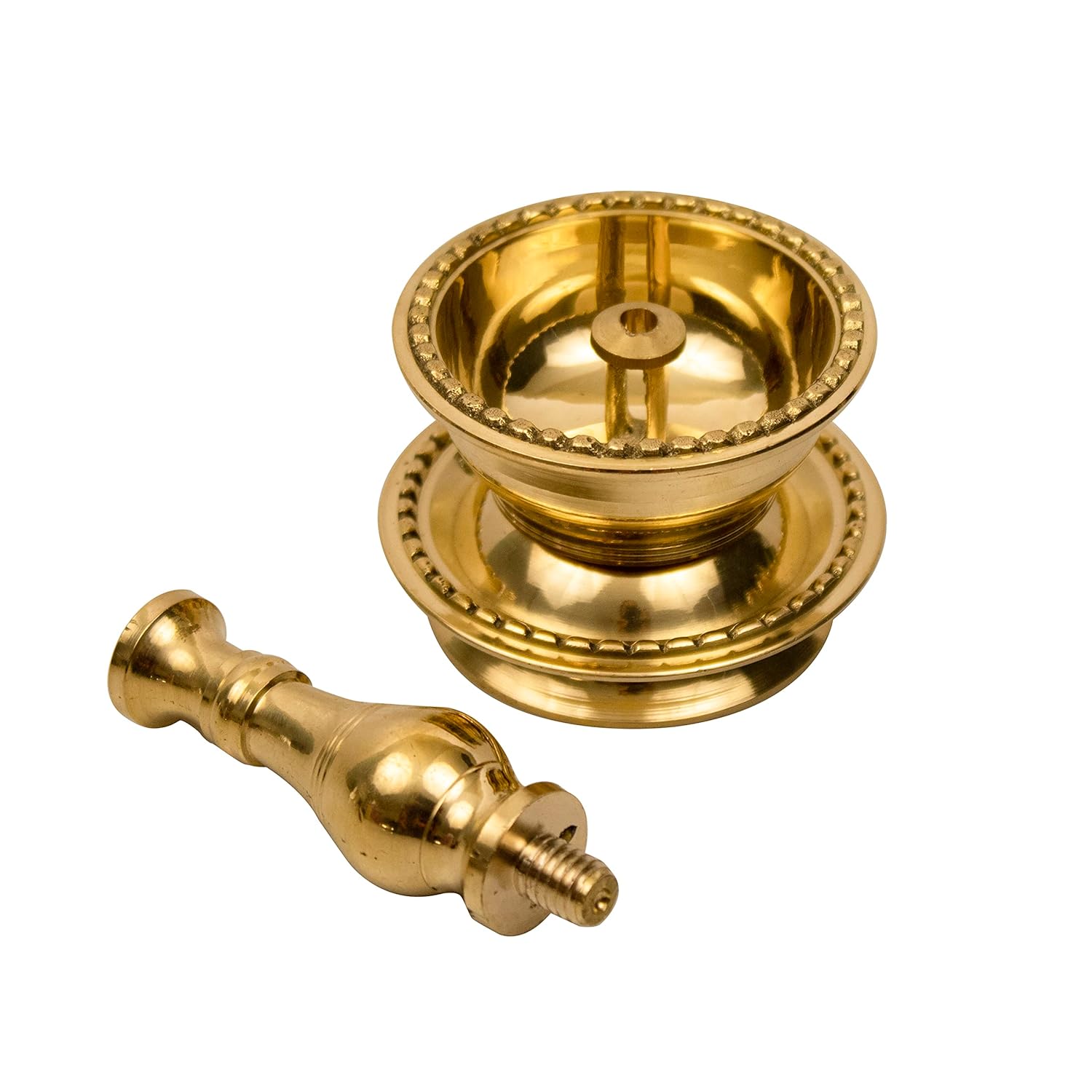 Traditional Brass Diya for Puja | Pooja Aarti | Arti Deepak Deepam Oil Lamp for Home Temple Puja Articles Decor Gifts- Udupi Nandha Stand