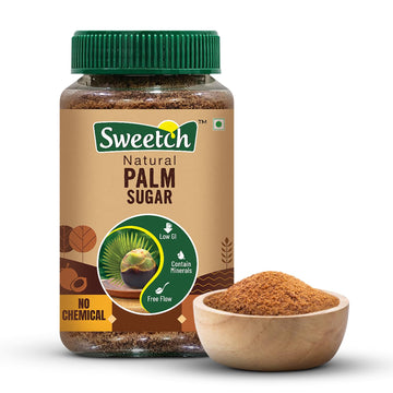 Natural Palm Sugar 350 gm Jar Natural Healthy Replacement for Sugar, Contain Minerals, Low GI, No Chemical & Free Flow | For Baking & Cooking (Pack of 1)