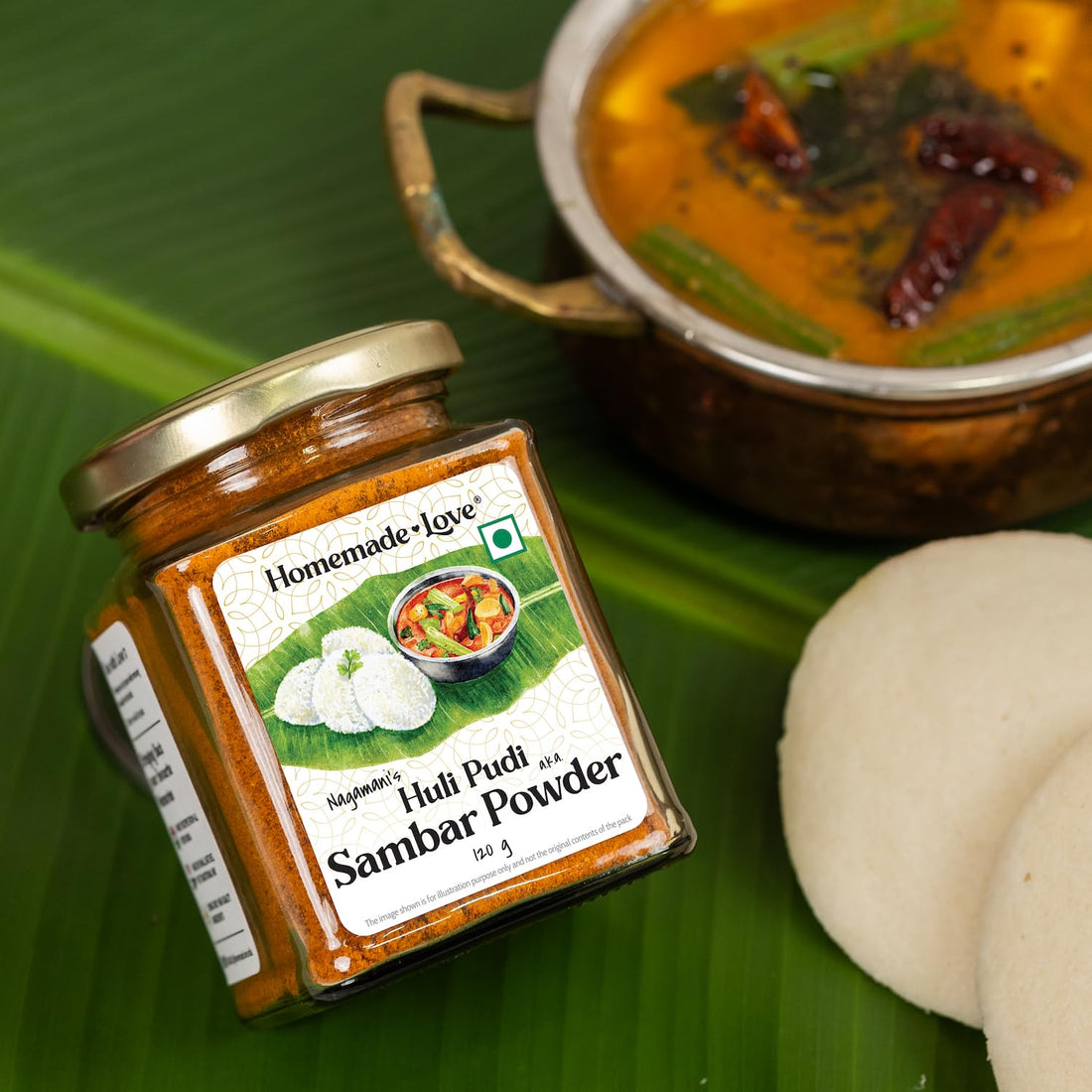 Sambar Powder Huli Pudi (120g) | Authentic South Indian Sambhar Masala | Aromatic Spice Blend for Idli, Dosa, Vada & Rice | 100% Natural | No Preservatives or Artificial Flavours