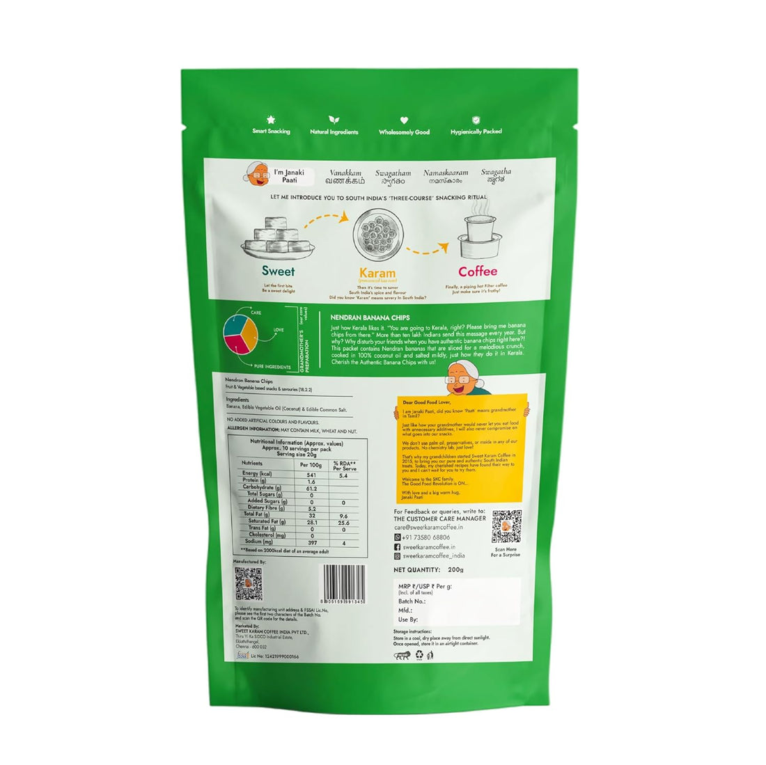 Nendran Banana Chips – 200 grams | Made with 100% Coconut Oil | No Preservatives | Kerala Special Crispy, Thin Sliced Yellow Plantain Wafers | Healthy Tea Time Snack