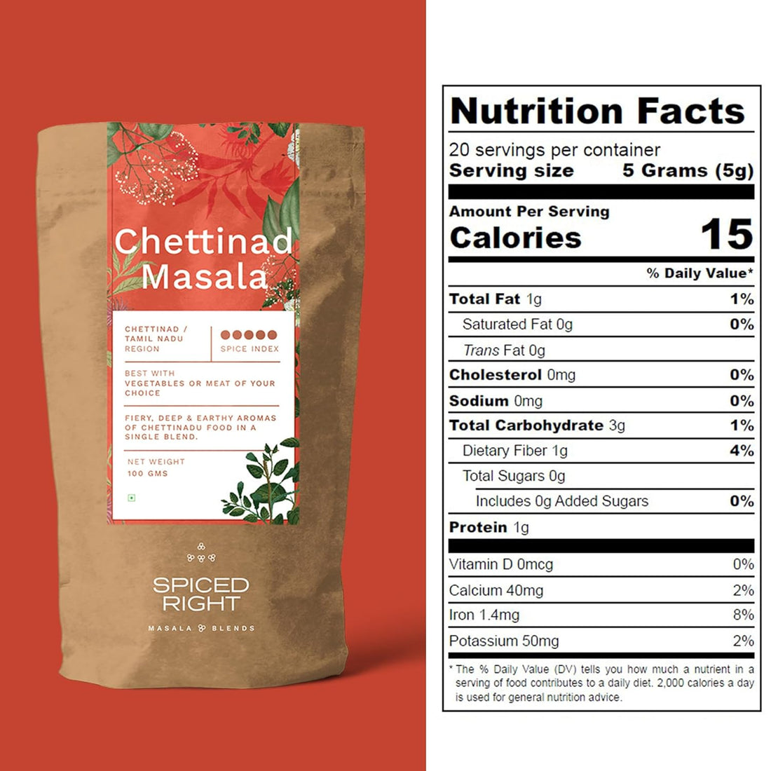 Chettinad Masala 200 g - South Indian Blend for Chicken Mutton Fish Prawns| No Preservatives or Artificial Colors | Authentic Hot Masala Spice Powder for Biryanis Curries & Gravies
