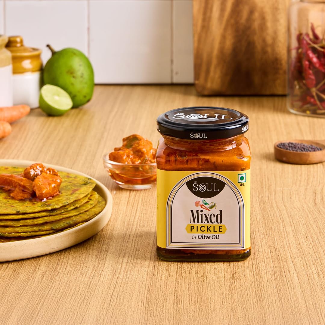 Mixed Pickle | Spicy, tangy & textured | A flavour-packed mix of veggies in 100% Olive Oil. | 275 g