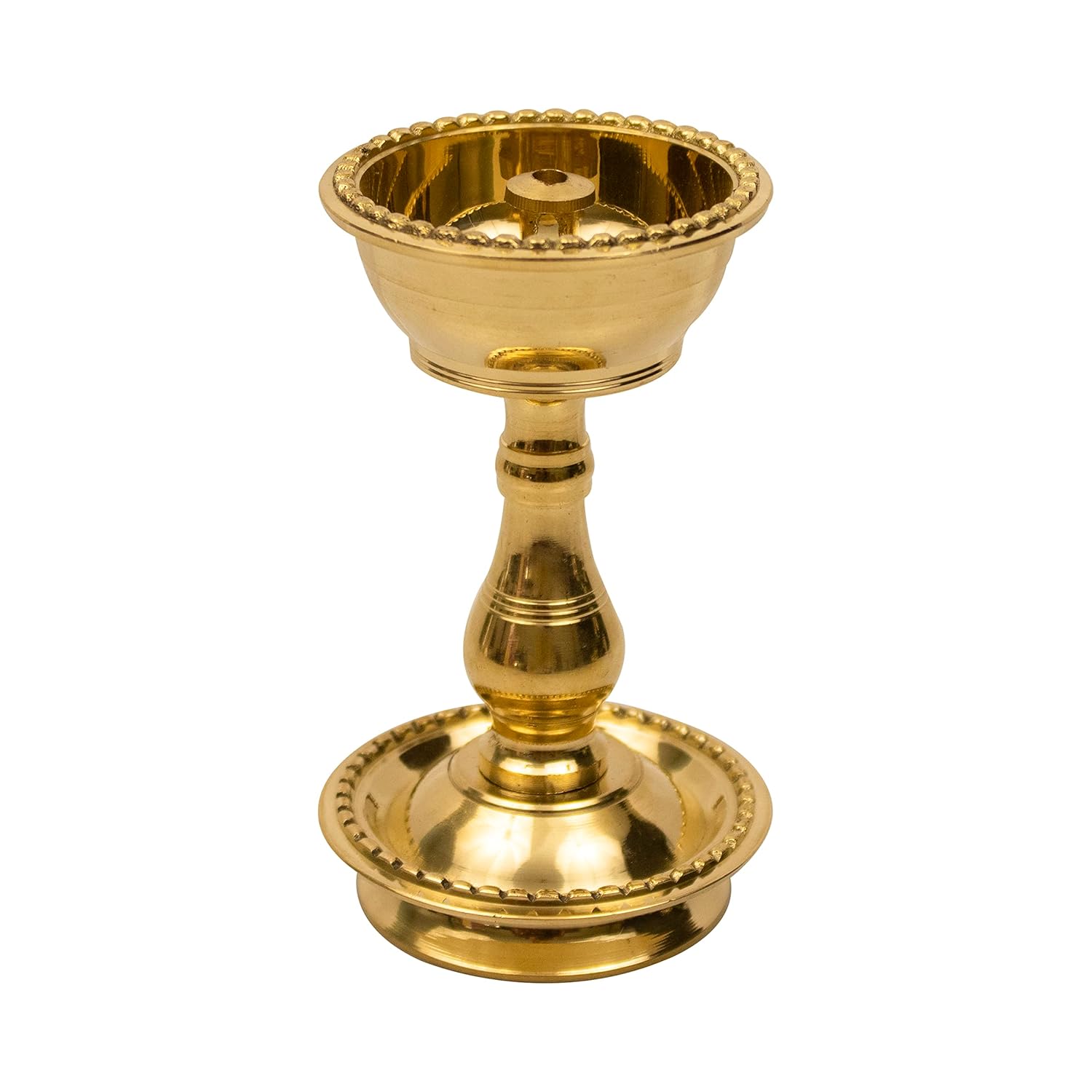 Traditional Brass Diya for Puja | Pooja Aarti | Arti Deepak Deepam Oil Lamp for Home Temple Puja Articles Decor Gifts- Udupi Nandha Stand