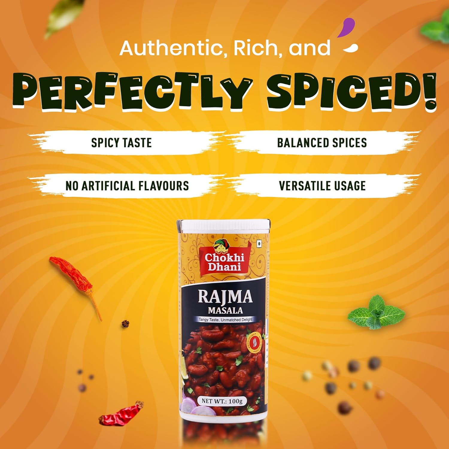 Rajma Masala 100g | Punjabi Rajma Curry Masala | Dhaba Style Gravy Spice Mix | Authentic Indian Rajma Masala Powder | Rich & Aromatic | No Artificial Flavours