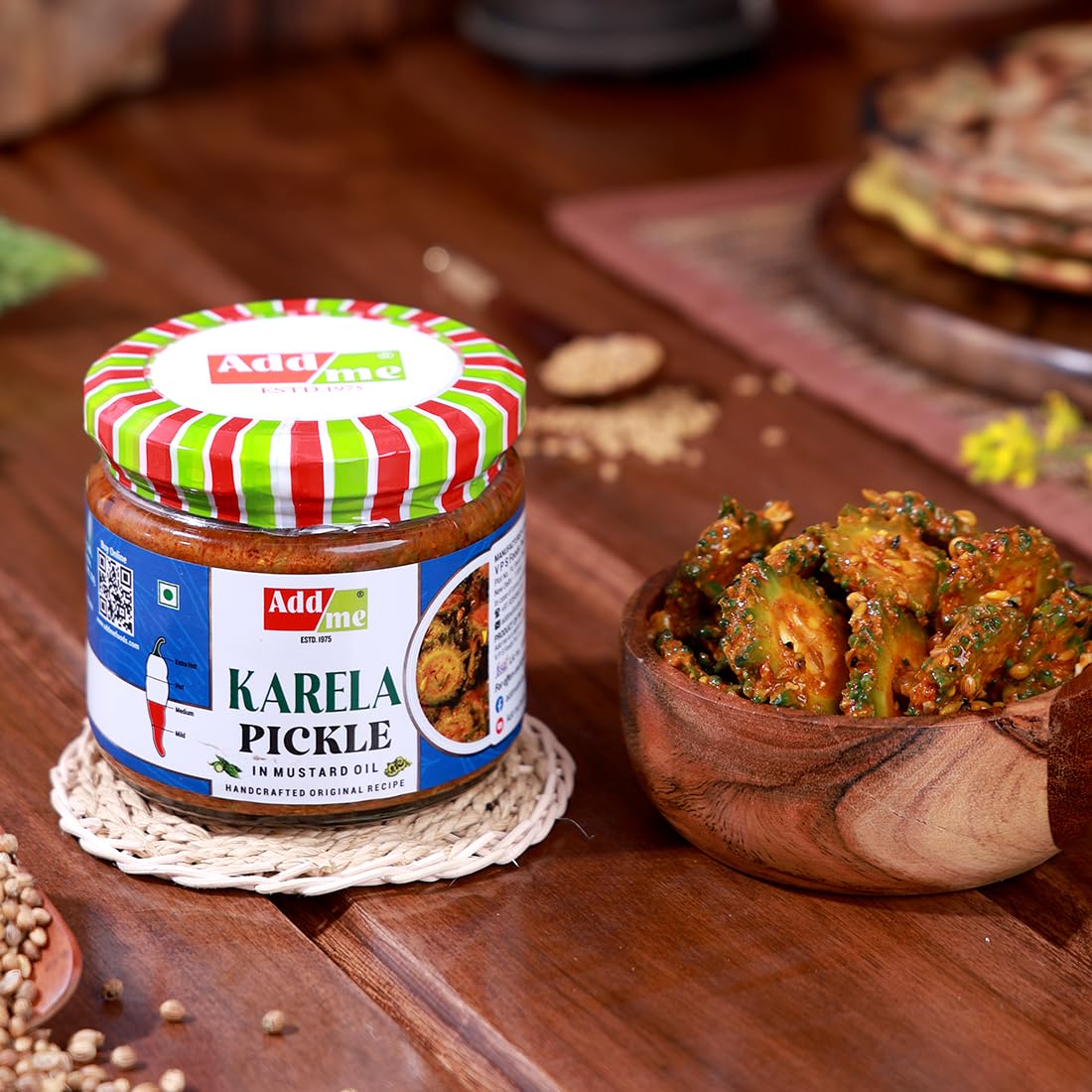 Authentic Karele ka achar 300gm | Bitter Gourd Pickles | north indian Karela Pickle in fresh mustard oil Glass Jar
