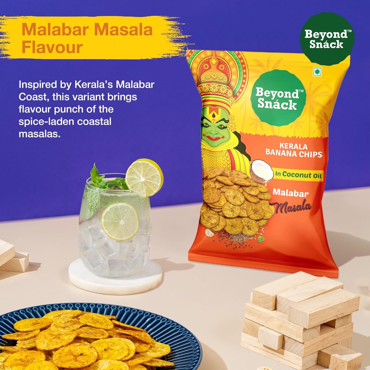 Kerala Banana Chips in Coconut Oil, Dakshin Pepper and Malabar Masala Flavour,Combo Packs,320g (80g * 4packs)