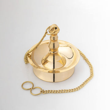 Traditional Brass Hanging Diya with Chain 16 Inches | Deepak | Oil Diya | Latkan (1piece)