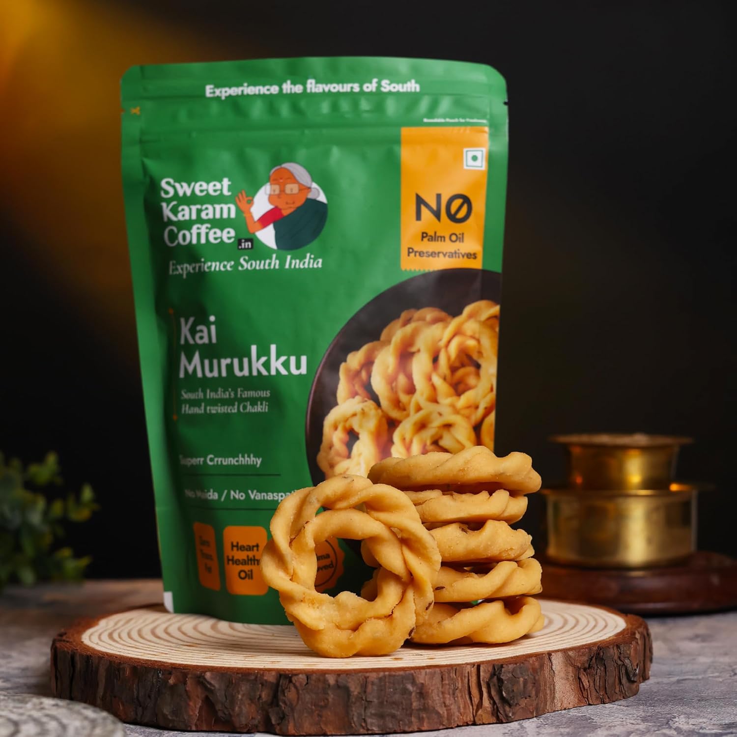 Kai Murukku - Pack of 2 (150g each) | No Palm Oil & Preservatives | Authentic South Indian Hand-Twisted Chakli | Crunchy & Delicious Namkeen | Tea Time Snack | Festive Special
