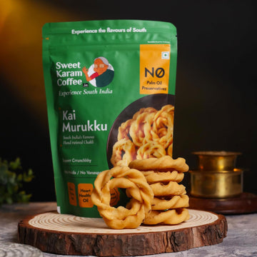 Kai Murukku - Pack of 2 (150g each) | No Palm Oil & Preservatives | Authentic South Indian Hand-Twisted Chakli | Crunchy & Delicious Namkeen | Tea Time Snack | Festive Special