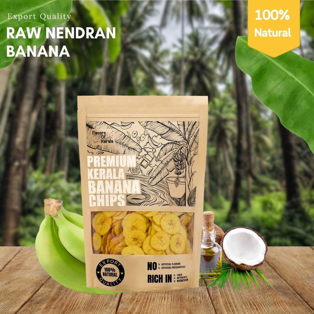 Combo Banana Chips in Coconut Oil - 600 Grams | Jackfruit Chips 400 Grams | Tapioca Chips 400 Grams