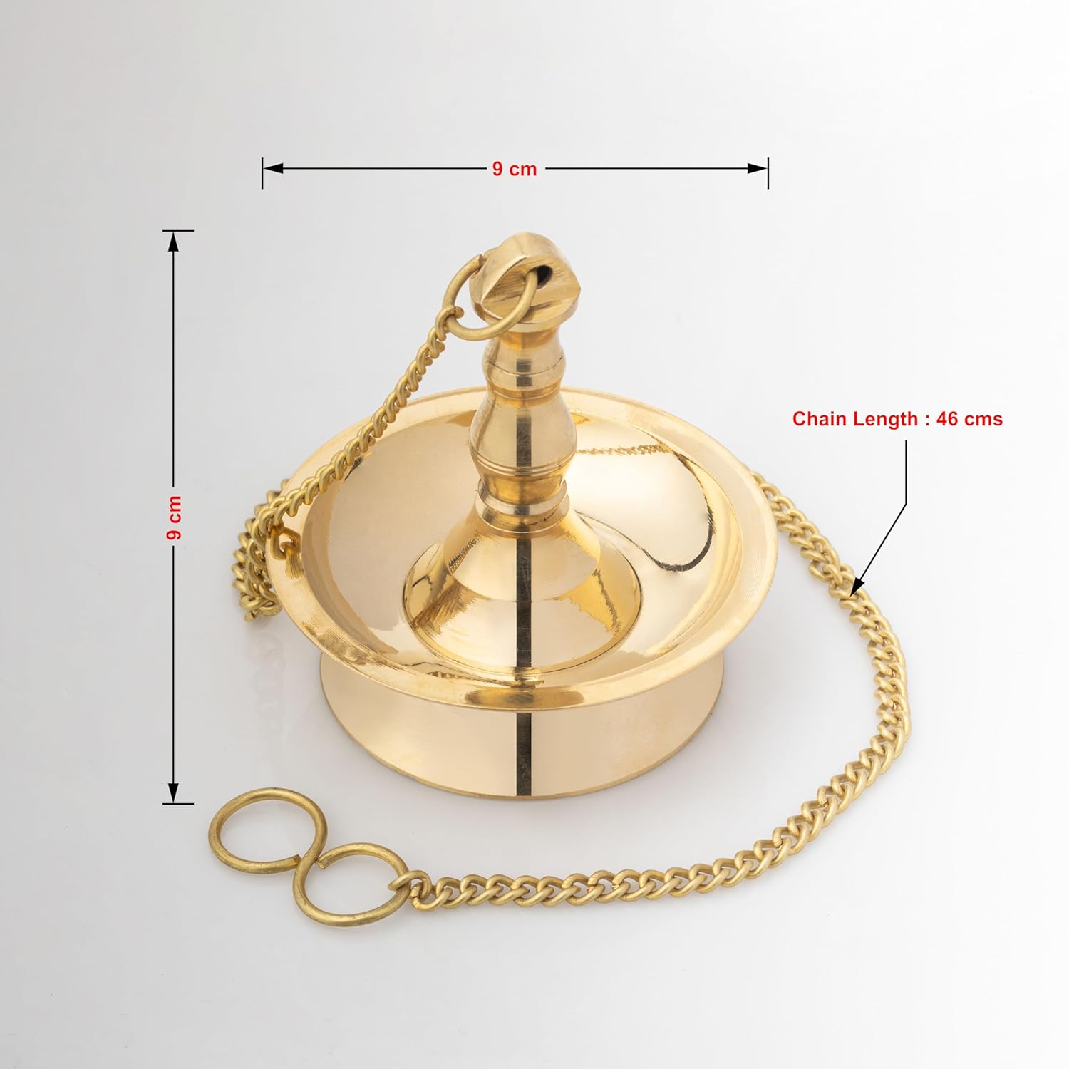 Traditional Brass Hanging Diya with Chain 16 Inches | Deepak | Oil Diya | Latkan (1piece)