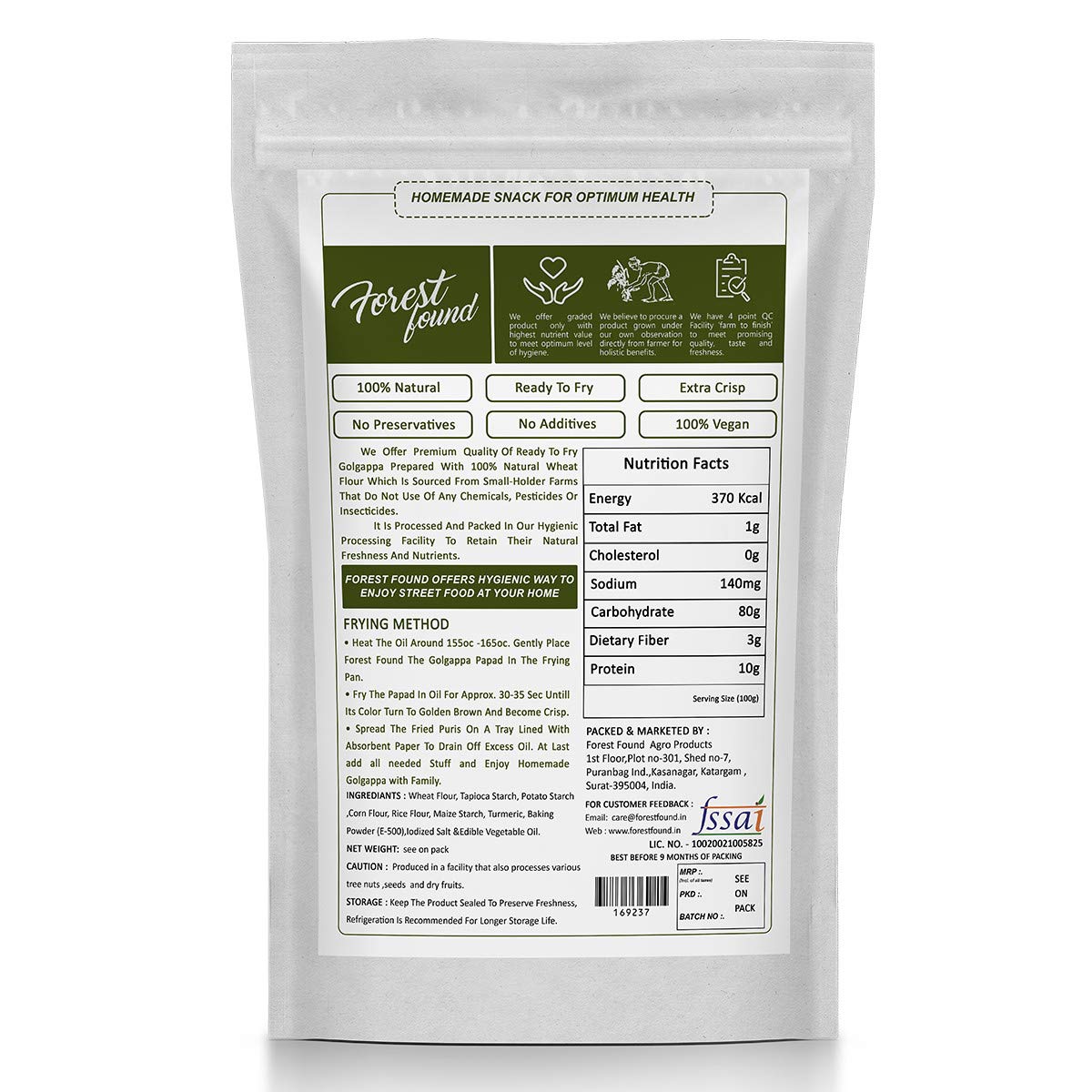 Ready To Fry Dry Atta Golgappa, Pani Puri Papad/Puchka/Gupchup Packet (900 gram) |