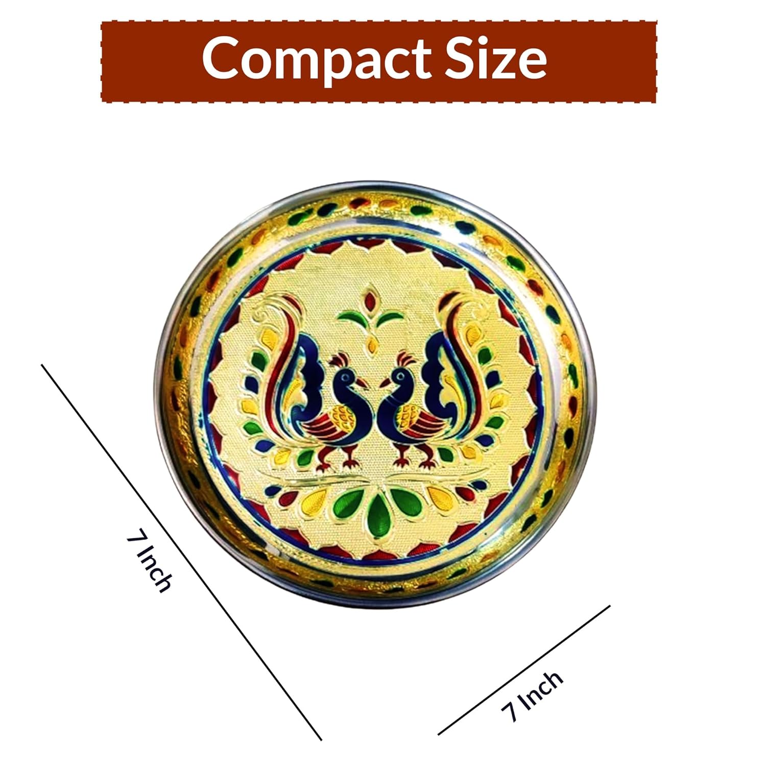 Metal Return Gifts,Stainless Steel Meenakari Pooja Thali(Pack Of 3),Handmade Plate-7 * 7 Inch,Function Return Gift