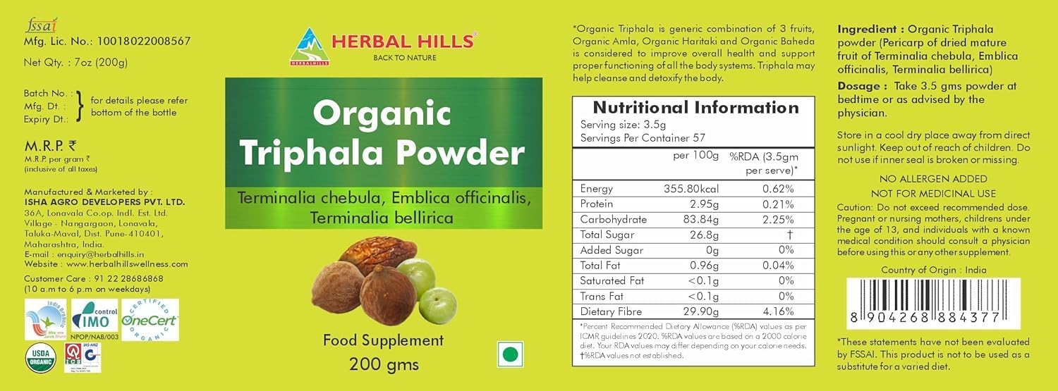 Triphala Powder 200 gms (Organic 200 g Pack of 1)