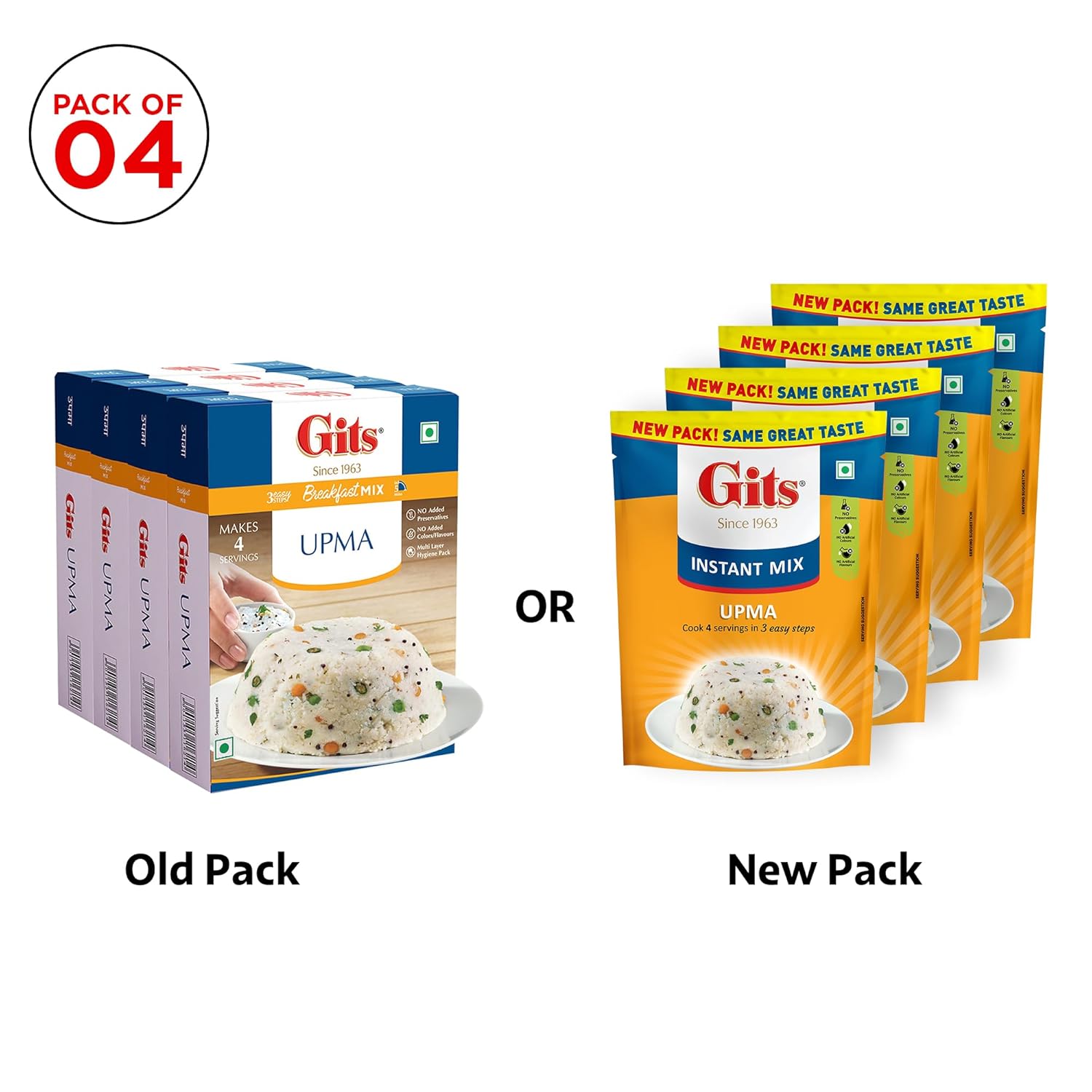 Instant Upma Breakfast Mix, Pure Veg, 800g (Pack of 4 X 200g Each)