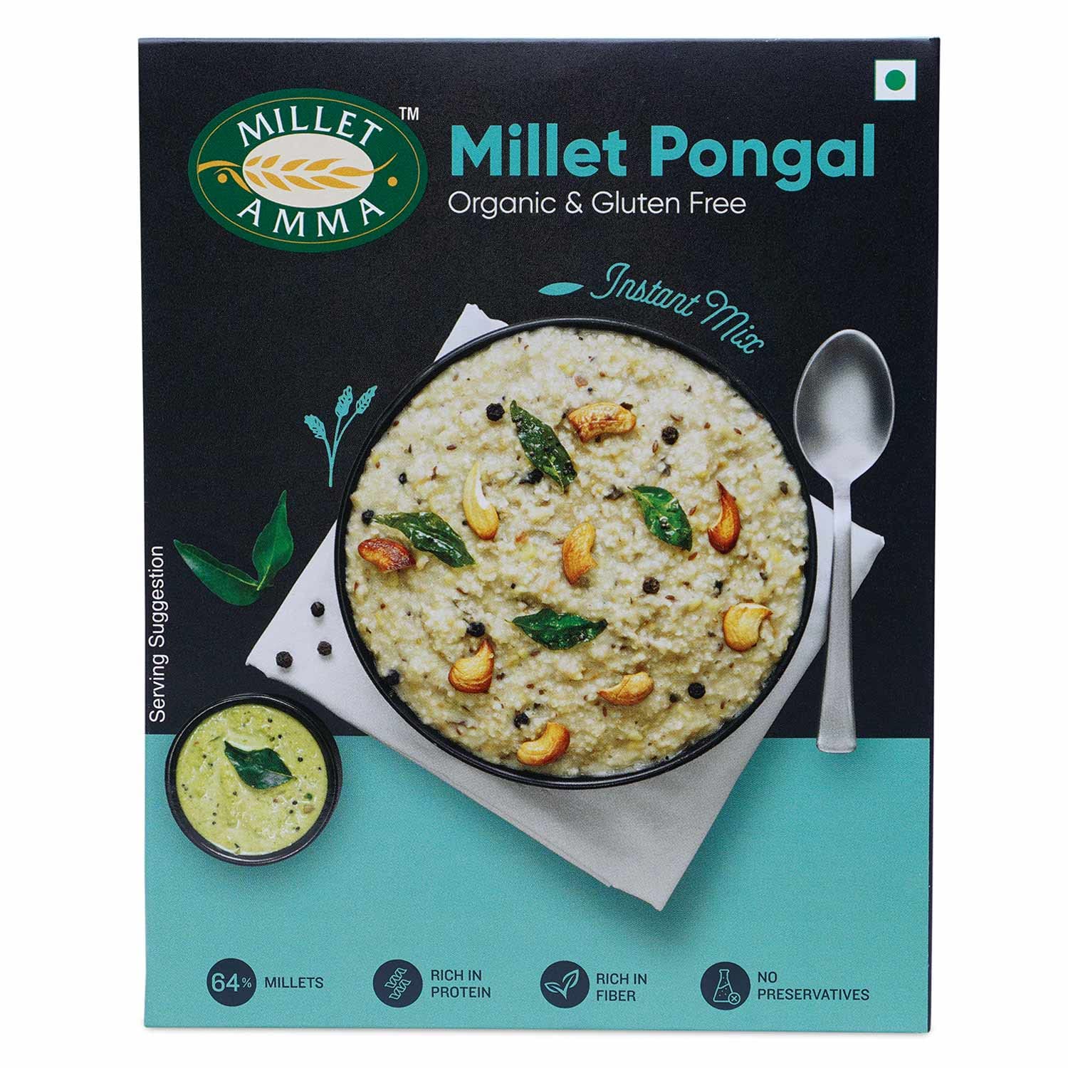 CERTIFIED ORGANIC Millet Pongal Mix | 250 GMS Pack | 58% Millet Content | Easy & Ready to Cook | Instant Millet Breakfast Mix | Rich in Protein & High Fiber | 100% Vegan |