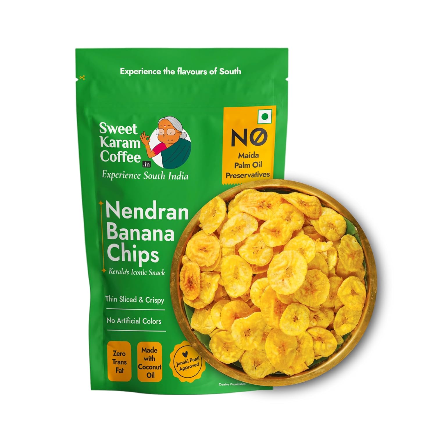Nendran Banana Chips – 200 grams | Made with 100% Coconut Oil | No Preservatives | Kerala Special Crispy, Thin Sliced Yellow Plantain Wafers | Healthy Tea Time Snack