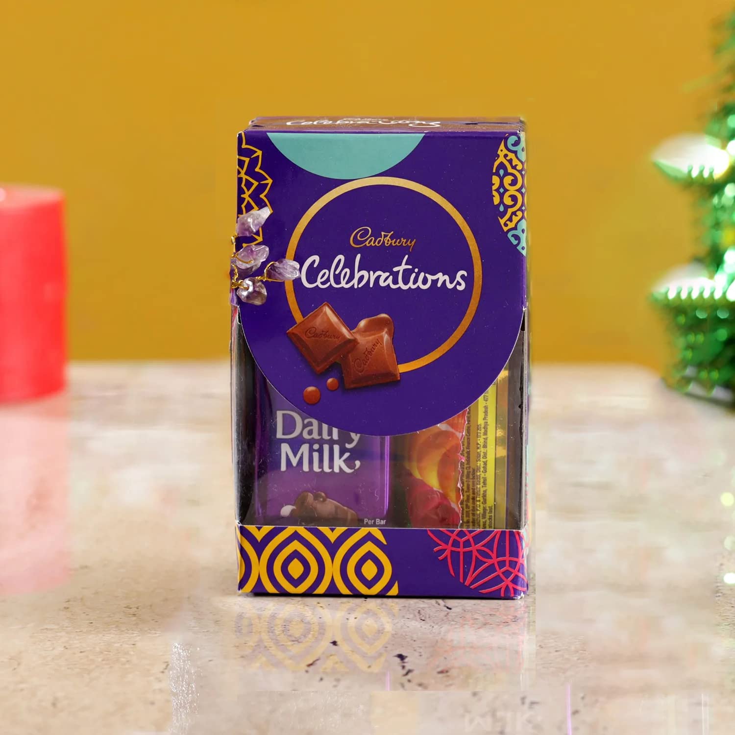 Rakhi Gift for Brother with Chocolate Combo | Designer Rakhi Set of 2 | Pooja Coin | Cadbury Chololate Pack | Rakhi with Gift for Men Boy Bhaiya Bhabhi Girls Kids