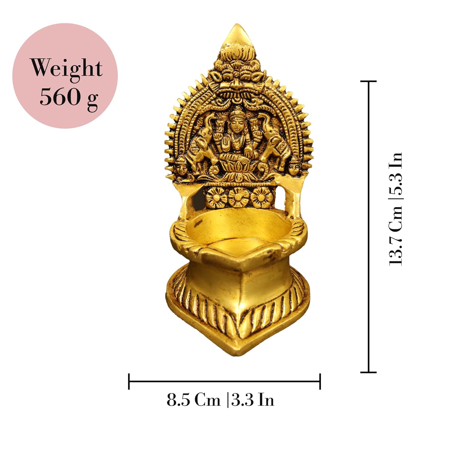 Traditional Brass Varagi Kamachi Diya for Puja Deepam Oil Lamp for Home |Kamatchi Devi Maa|Kamatchi Amman Vilakku[Weight:560g]-Antique Kamachi Diya