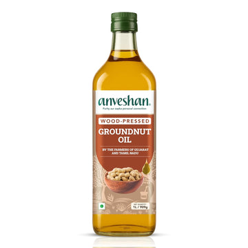 Wood Cold Pressed Groundnut (Peanuts) Oil 1 Litre | PET Bottle | Kolhu/Kacchi Ghani/Chekku | Naturally Cholesterol Free | A1 Grade Groundnuts | Rich Aroma & Flavour