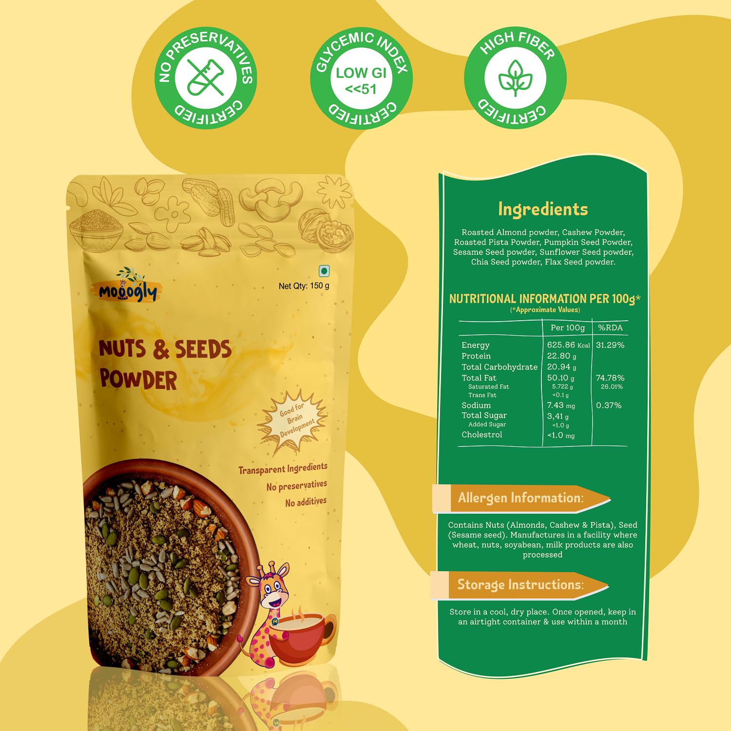 Nuts & Seed Powder 150g – Omega-3 Rich, Protein-Packed Superfood Blend | Premium Vegan & Gluten-Free Nutrition | Healthy Breakfast Mix with Good Fats, Fiber & Natural Energy |dry fruit powder