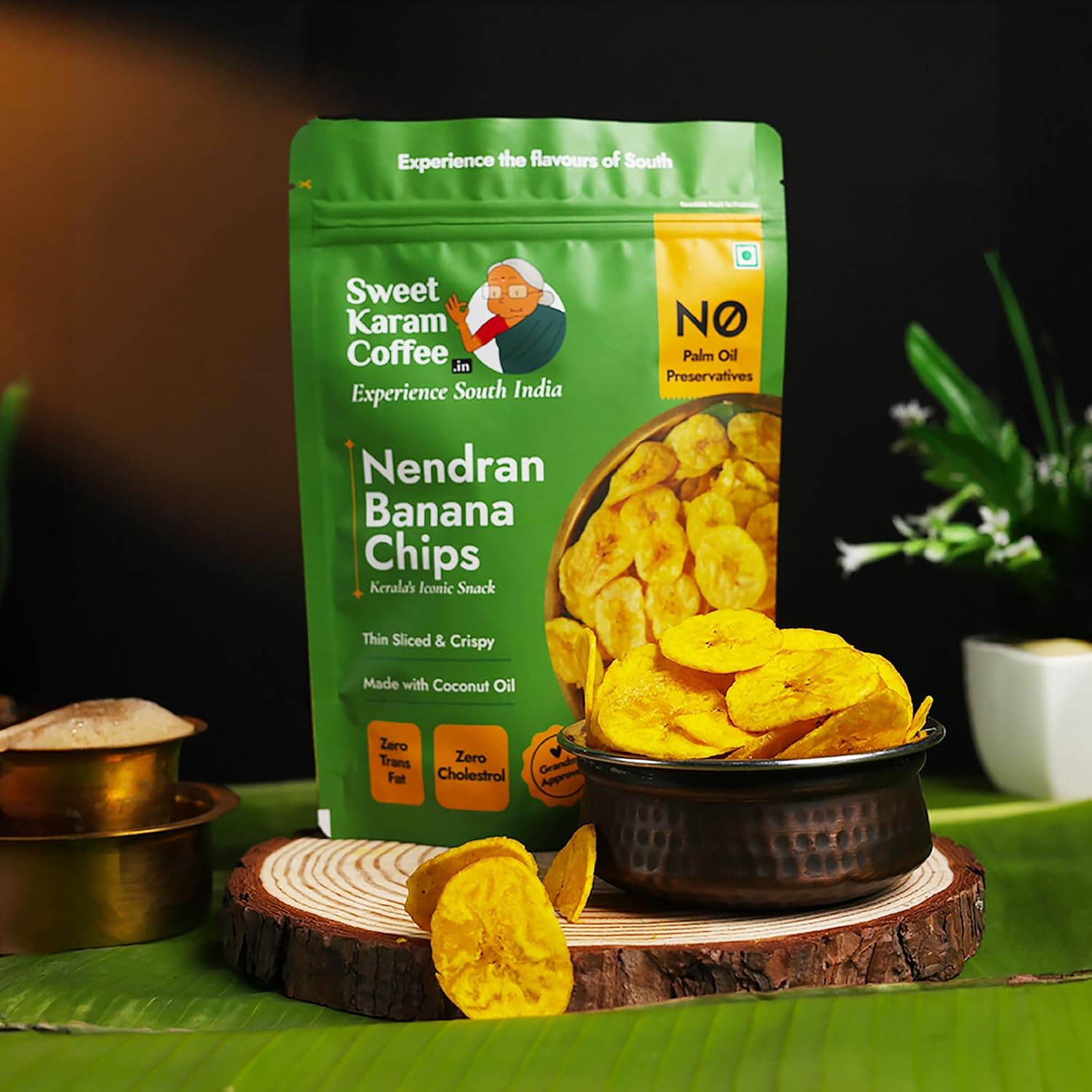 Nendran Banana Chips – 200 grams | Made with 100% Coconut Oil | No Preservatives | Kerala Special Crispy, Thin Sliced Yellow Plantain Wafers | Healthy Tea Time Snack