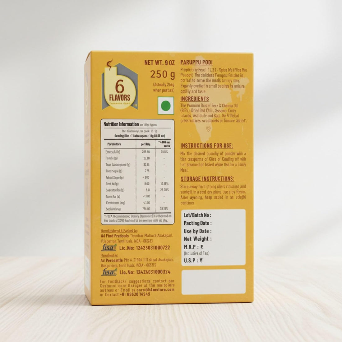Paruppu Podi Powder 250g | Dal Rice Mix Powder | Protein Rich South Indian Chutney Powder for Idli, Dosa & Rice | Toor Dal & Channa Dal Podi Masala | No Onion No Garlic No Preservatives