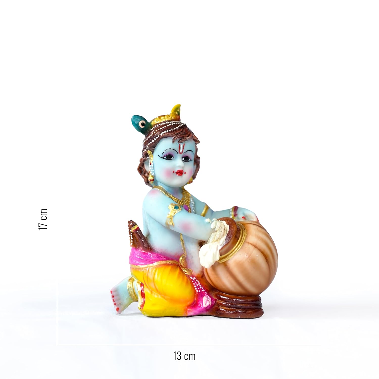 Handcrafted Bala Gopal Unni Kannan Baby Krishna Idol | Krishna Statue Small for multicolour Religious Home Decor | Showpiece Bal Krishna Murti for Living Room & Housewarming Gift 17 x 13 x 8 CM