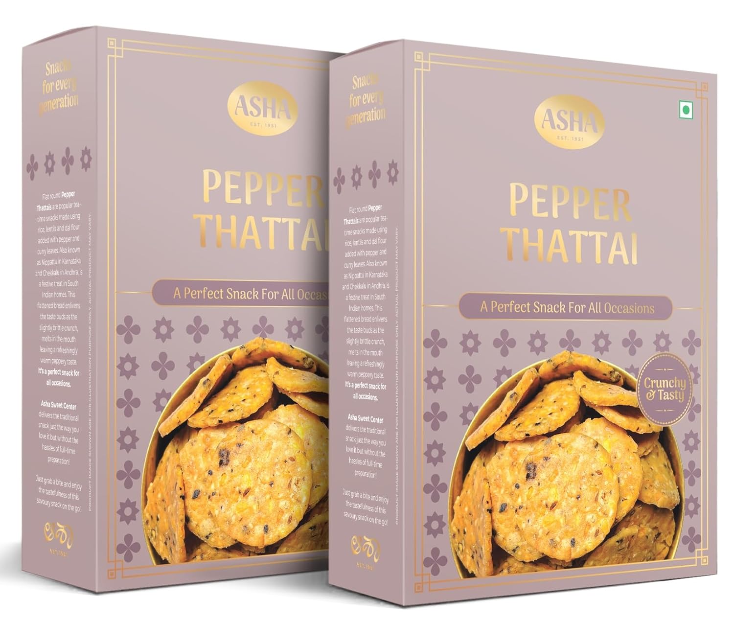 250g(Pack of 2) Pepper Thattai Murukku Snack, Healthy Namkeen Perfect for Traditional Tea Time, South Indian Snacks, Gujarati Snack, Punjabi Snack,Gathiya Namkeen
