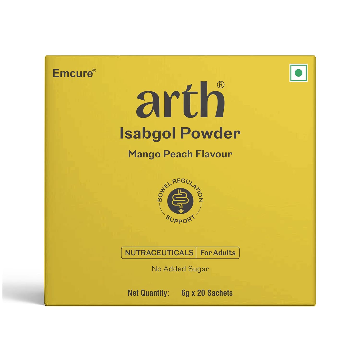 sabgol Powder | Psyllium Husk with Inulin & Curcumin | Fiber for Constipation relief & Bloating | Mango Peach Flavour | 6g x 20 Sachets