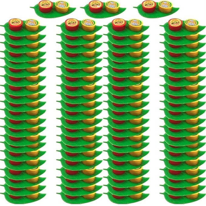 Kumkum and Turmeric Powder Combo Leaf Set - (Pack of 50)