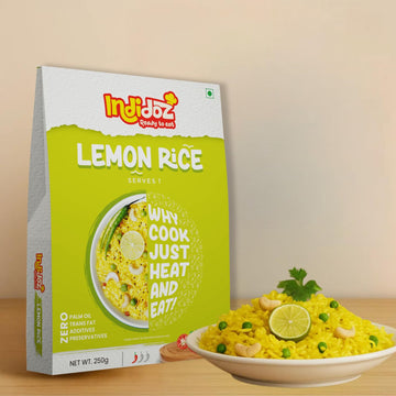 Lemon Rice | South Indian Style Tangy & Spiced Rice with Curry Leaves & Mustard Seeds | Authentic Flavoured Rice | Heat & Eat Meal | No Preservatives | 250g