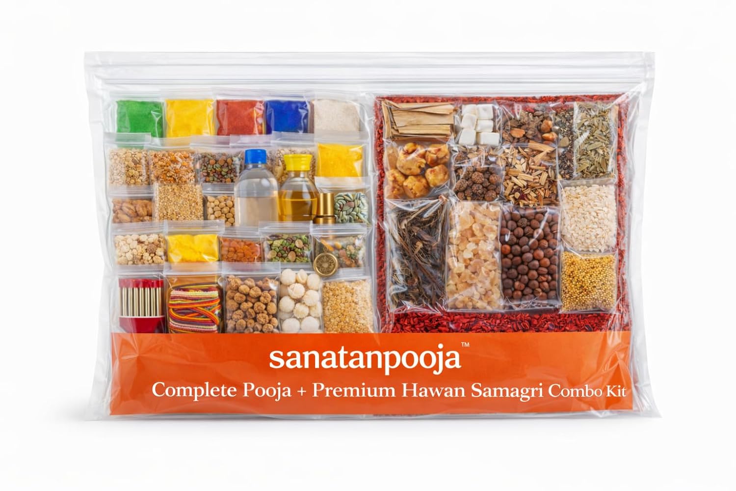 Complete Pooja + Premium Hawan Samagri Combo Kit | All-in-One Pooja & Hawan Solution for Home & Temple Rituals | Traditional & Natural Items | 42 Items Pack with Sacred Packing