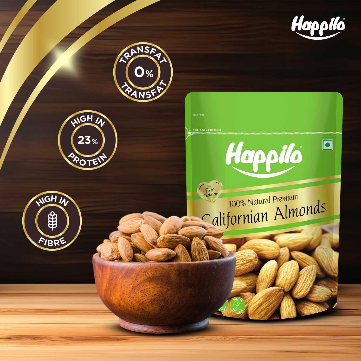 Premium Natural Californian Almonds 500g | Badam Giri, Healthy Snacks, Dry Fruits | Crunchy Nuts | High in Fiber | Rich in Protein | Magnesium | Phosphorus | Dietary Fibre | Zero Cholesterol