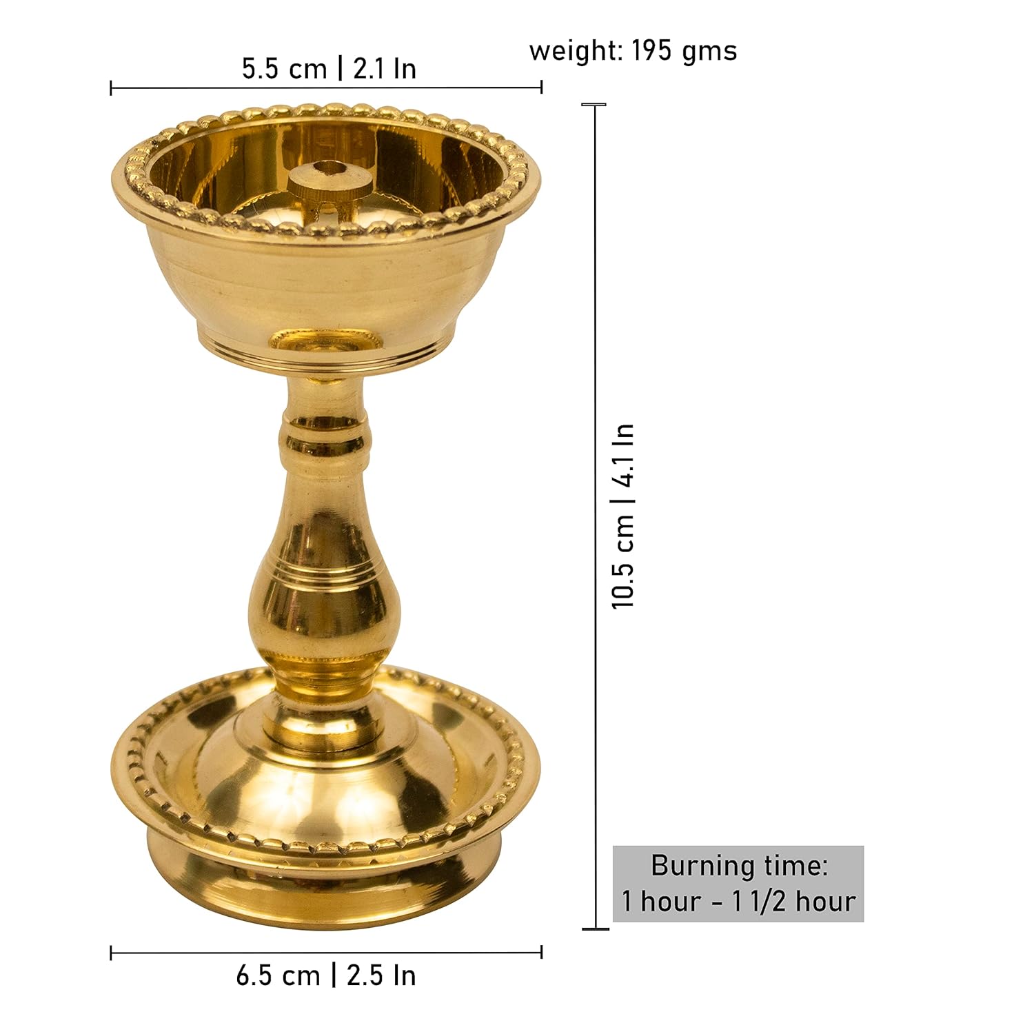 Traditional Brass Diya for Puja | Pooja Aarti | Arti Deepak Deepam Oil Lamp for Home Temple Puja Articles Decor Gifts- Udupi Nandha Stand