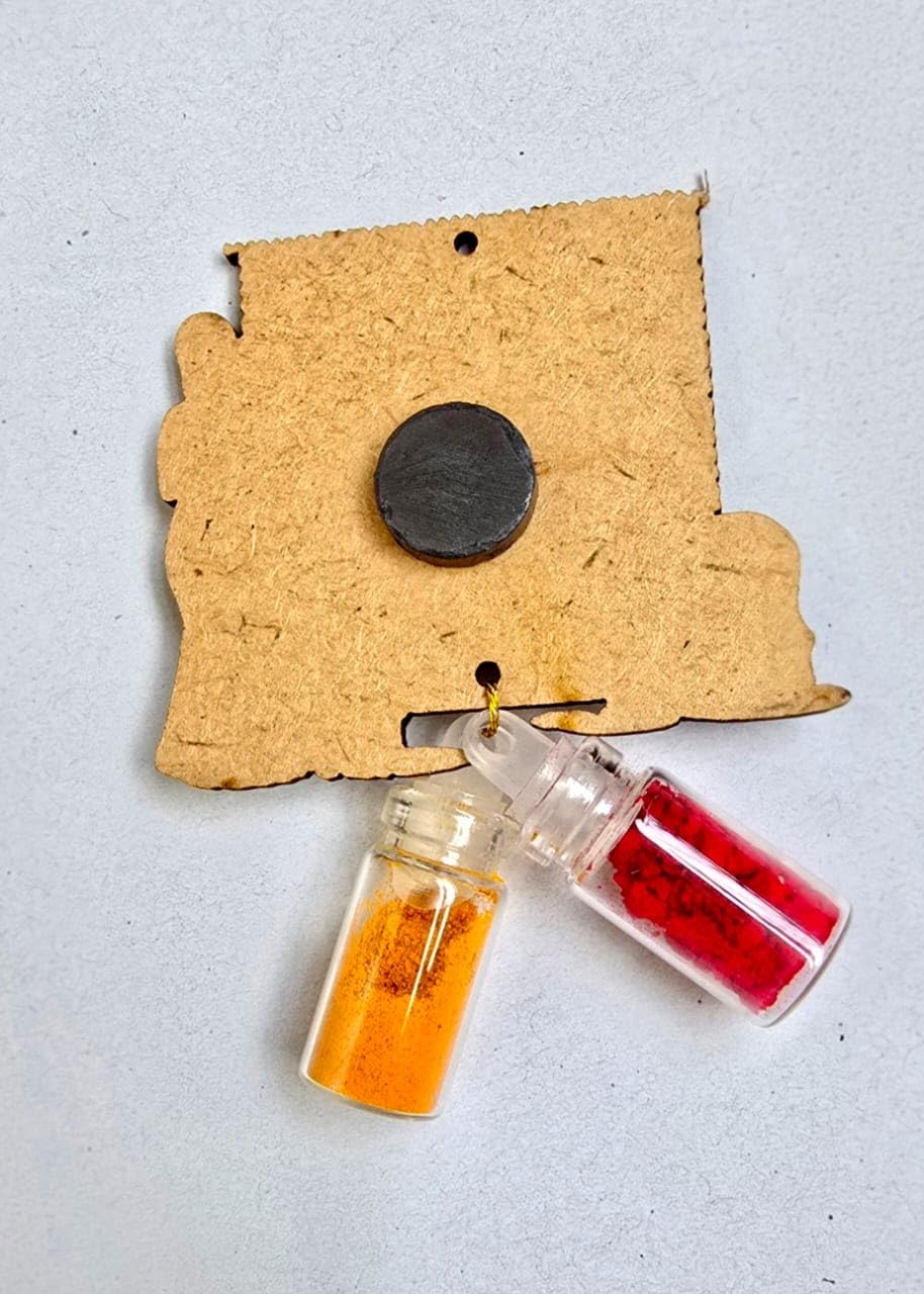 Pack of 25 -Gruhapravesh Haldi Kumkum Fridge Magnet & Mini Bottles Filled with Haldi&Kumkum | Ideal for House Warming Return Gifts,Festivals &Traditional Functions