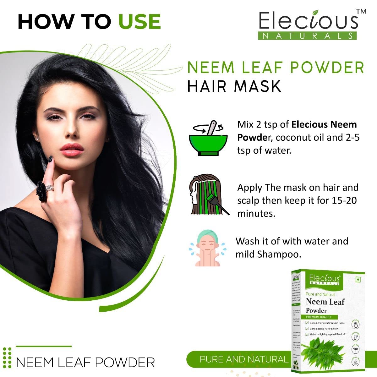 100% Neem Powder for Face Pack (200 Grams), Skin & Hair and Eating | Anti-Pimple, Anti-Bacterial, Fight Dandruff | 100% Pure and Natural | No Chemical, No preservative, Paraben-Free
